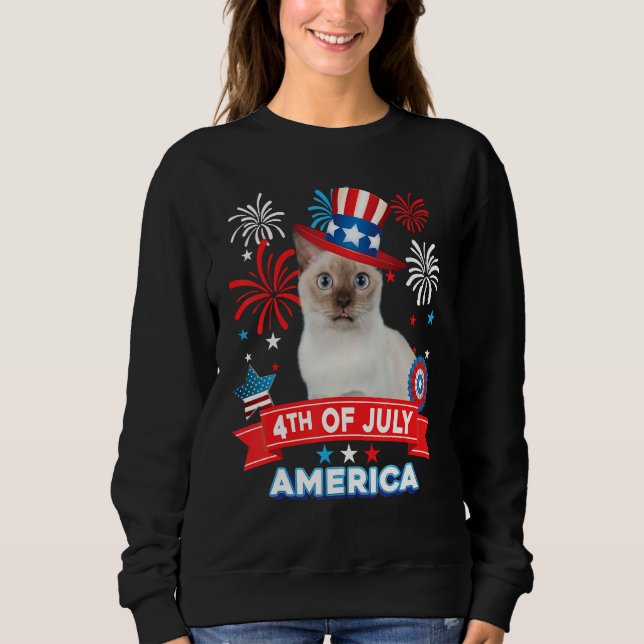 4th Of July Patriotic Day Tonkinese Cat Independen Sweatshirt (Vorderseite)