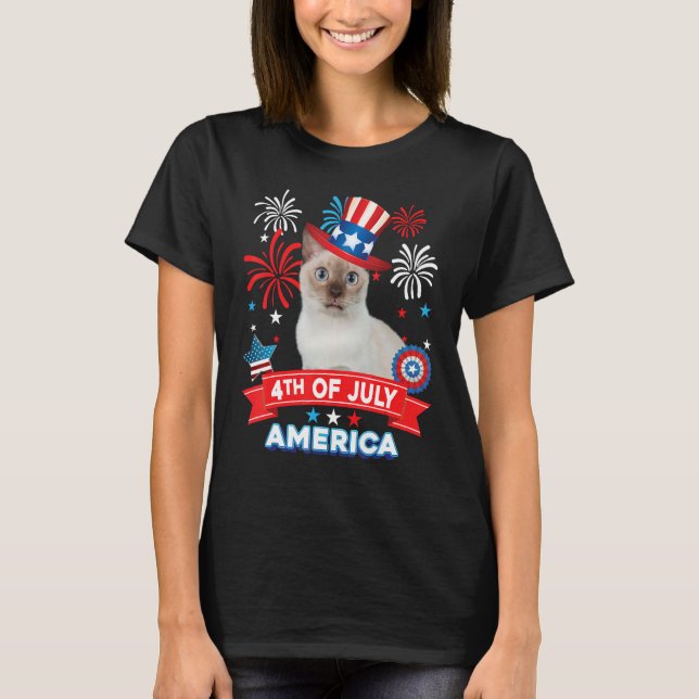 4th Of July Patriotic Day Tonkinese Cat Independen T-Shirt (Vorderseite)