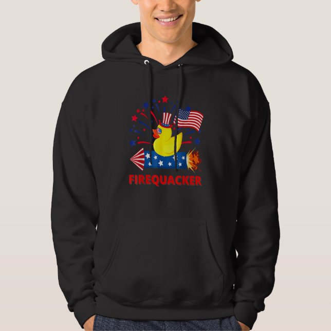4th Of July Patriotic Firecracker Rubber Duck Fire Hoodie (Vorderseite)