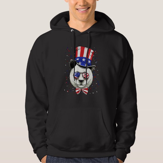 4th of July Patriotic Giant Panda Merica USA Flag  Hoodie (Vorderseite)