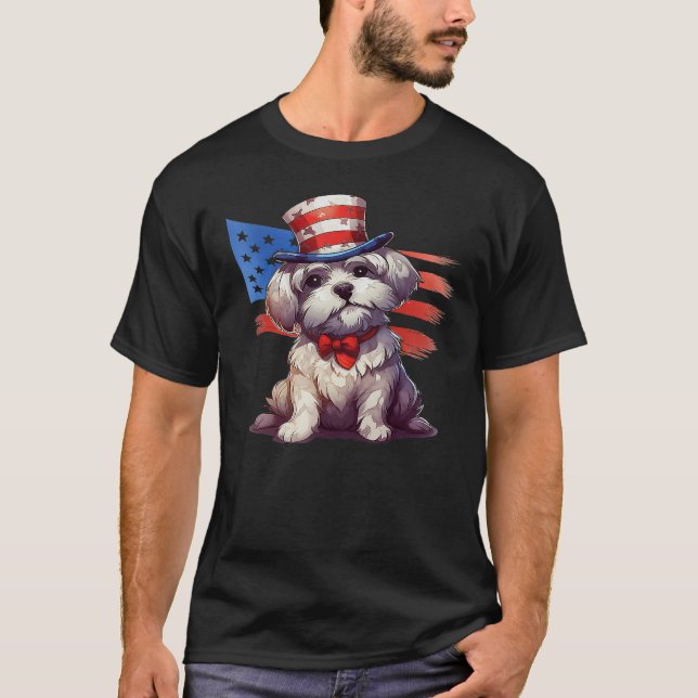 4th Of July Patriotic Glen Of Imaal Terrier Dog T-Shirt (Vorderseite)