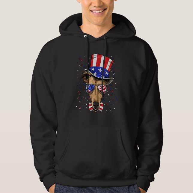 4th of July Patriotic Greyhound USA American Flag  Hoodie (Vorderseite)