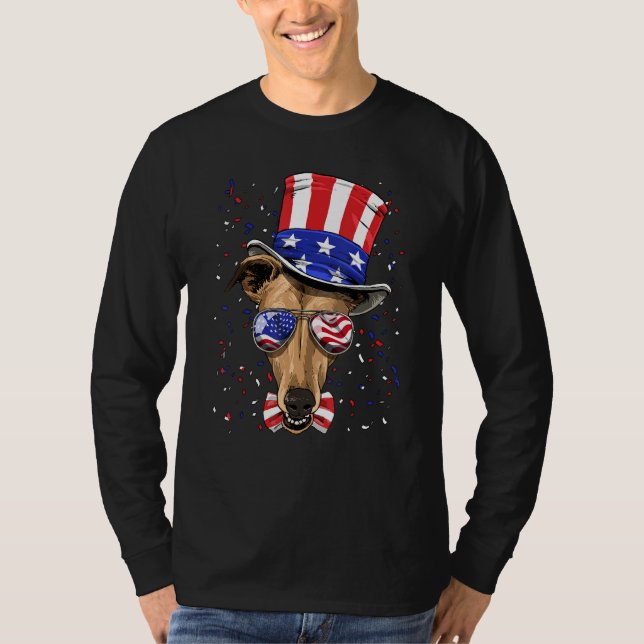 4th of July Patriotic Greyhound USA American Flag  T-Shirt (Vorderseite)