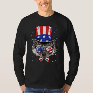 4th of July Patriotic Hedgehog Wearing USA Flag Su T-Shirt
