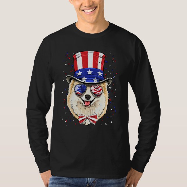 4th of July Patriotic Pomeranian Merica USA Flag D T-Shirt (Vorderseite)