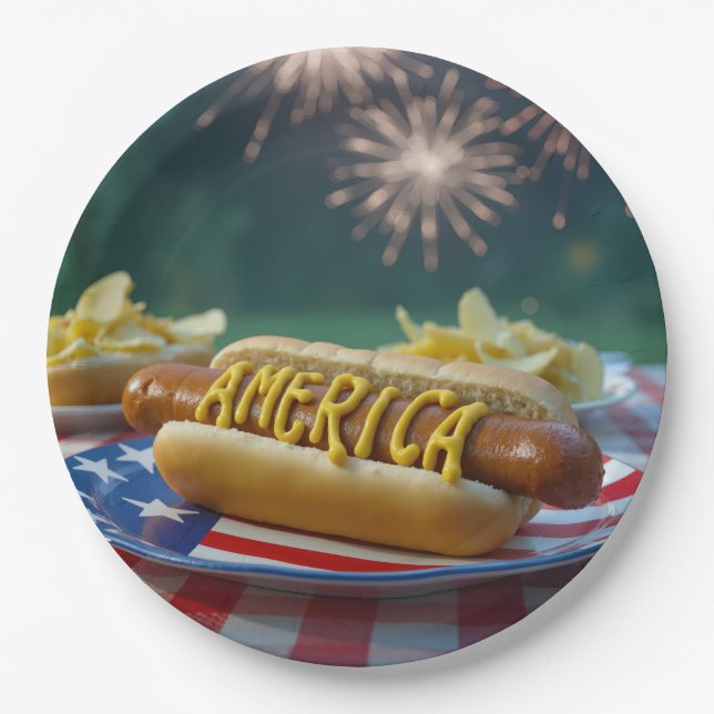 4th of July Picnic With Fireworks Pappteller (Vorderseite)