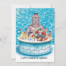 4th of July Pool Party with Hippo  Einladung