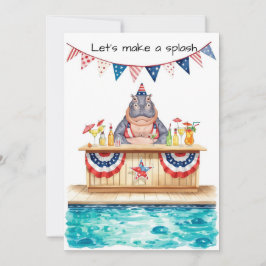 4th of July Pool Party with Hippo  Einladung