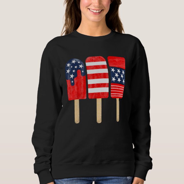 4th of July Popsicle Red White Blue American Flag  Sweatshirt (Vorderseite)