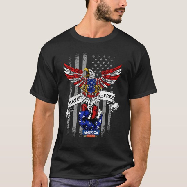 4th of July Red White and Blue Eagle Sunglasses US T-Shirt (Vorderseite)