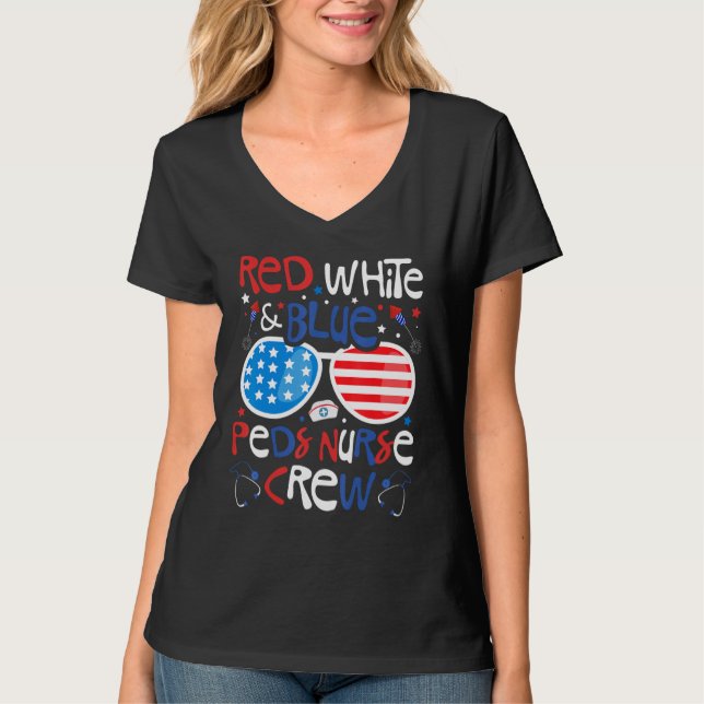 4th of July Red White & Blue PEDS Nurse Crew Patri T-Shirt (Vorderseite)