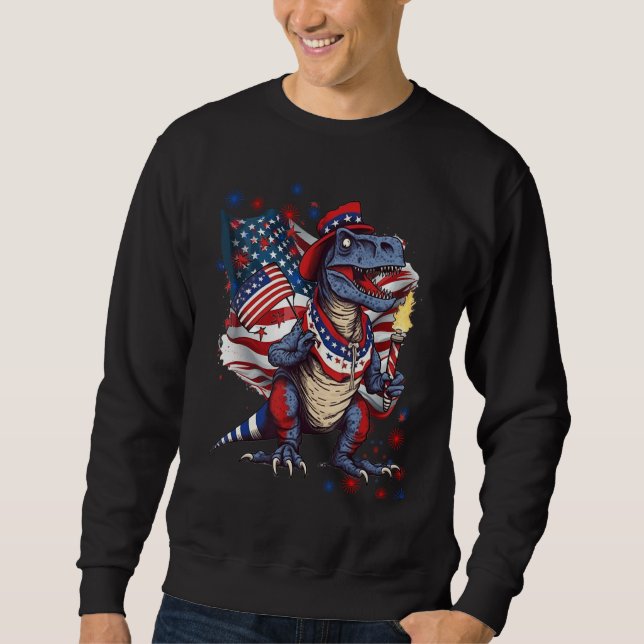 4th Of July Rex Dino Trex Dinosaur Amerisaurus Pat Sweatshirt (Vorderseite)
