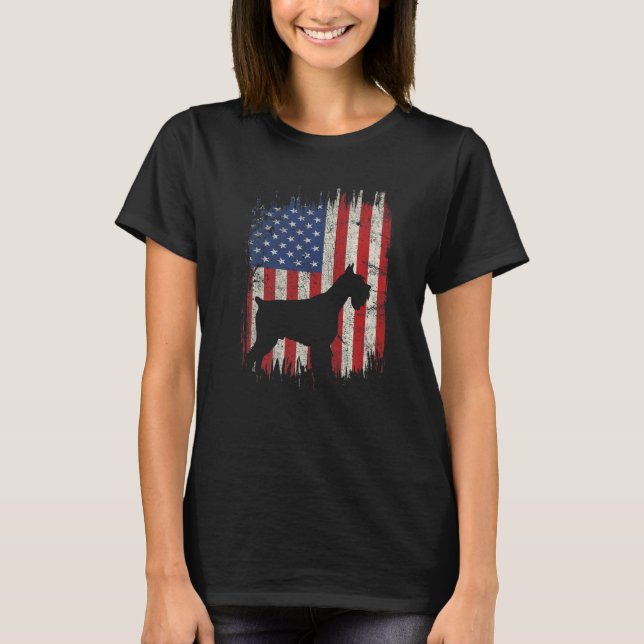 4th Of July Schnauzer American Flag Patriotic Dog  T-Shirt (Vorderseite)