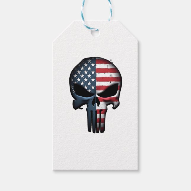 4th Of July Shirt For Women Men American Flag Skul Geschenkanhänger (Vorderseite)