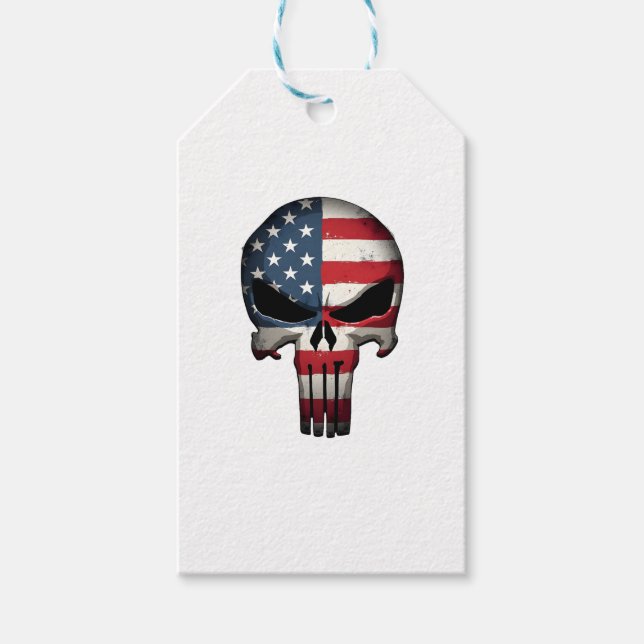 4th Of July Shirt For Women Men American Flag Skul Geschenkanhänger (Vorderseite)