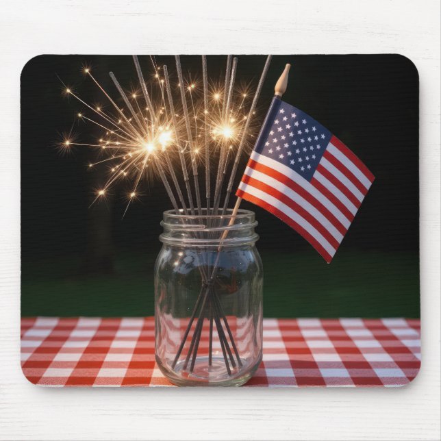 4th Of July Sparklers With American Flag Mousepad (Vorne)