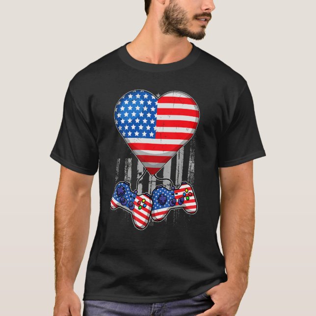 4th Of July T Shirt Video Game Gamer Kids Boys Men (Vorderseite)