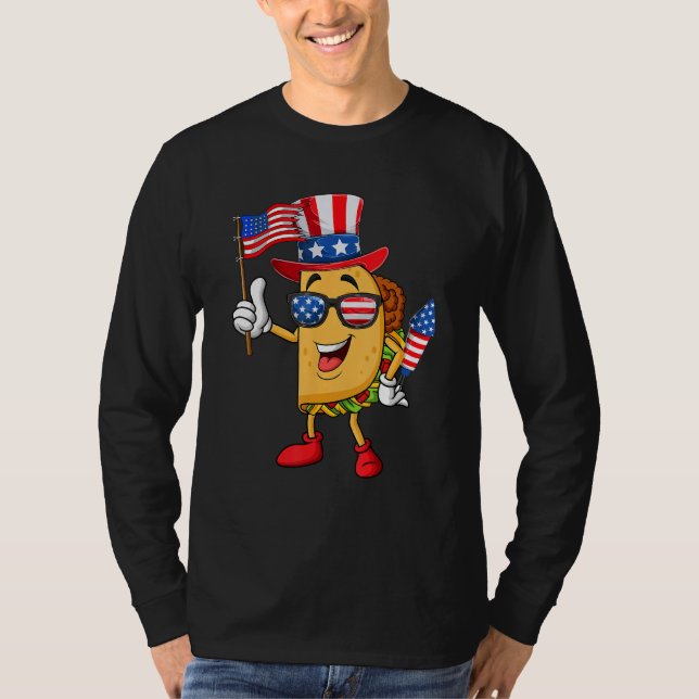 4th Of July Taco Sunglasses American Flag Firework T-Shirt (Vorderseite)