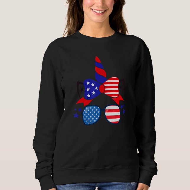 4th Of July Unicorn US Flag Patriotic Women Girls  Sweatshirt (Vorderseite)