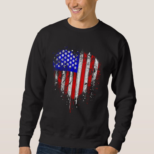 4th Of July Us American Flag Heart For Independenc Sweatshirt (Vorderseite)