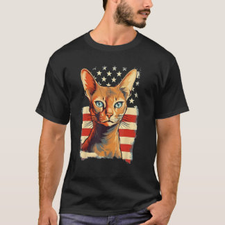 4th Of July US Flag Abyssinian Cat T-Shirt