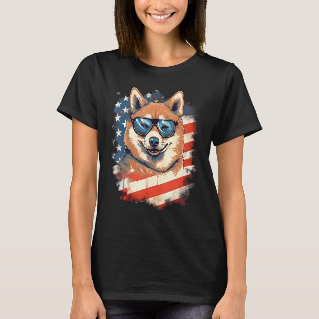 4th Of July US Flag Akita Dog 2 T-Shirt (Vorderseite)