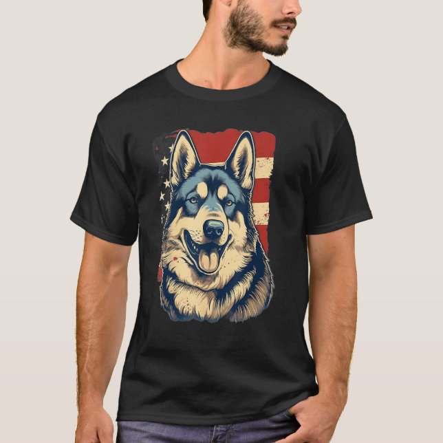 4th Of July US Flag Akita Dog T-Shirt (Vorderseite)