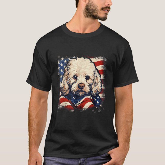 4th Of July US Flag Bichon Frise Dog  T-Shirt (Vorderseite)
