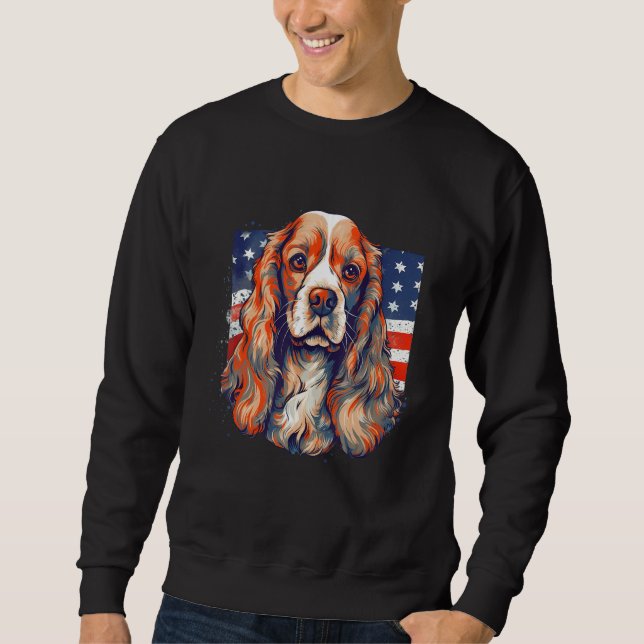 4th Of July US Flag Cocker Spaniel Dog Sweatshirt (Vorderseite)