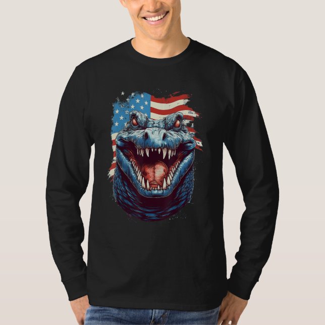 4th Of July US Flag Crocodile T-Shirt (Vorderseite)