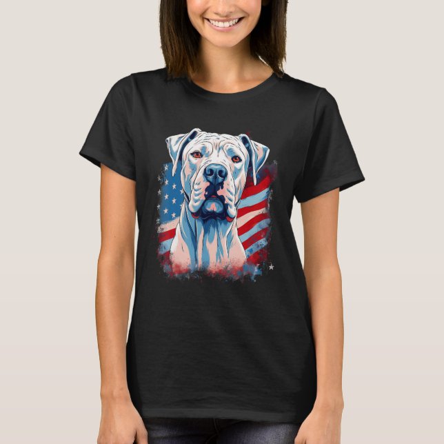 4th Of July US Flag Dogo Argentino Dog 1 T-Shirt (Vorderseite)