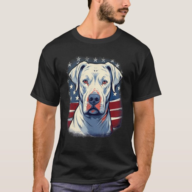 4th Of July US Flag Dogo Argentino Dog T-Shirt (Vorderseite)