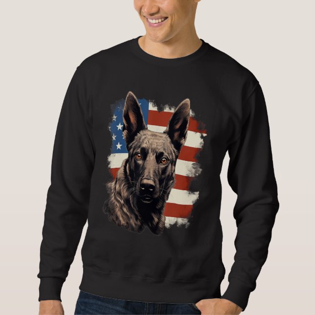 4th Of July US Flag Dutch Shepherd Dog 1 Sweatshirt (Vorderseite)
