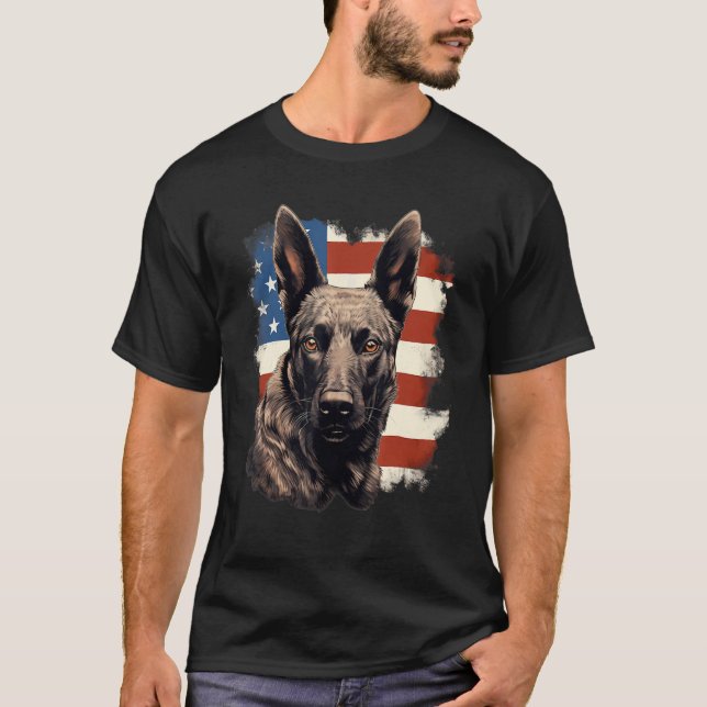4th Of July US Flag Dutch Shepherd Dog 1 T-Shirt (Vorderseite)