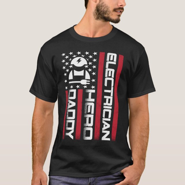 4th of July US Flag Electrician Dad Father's Day T-Shirt (Vorderseite)