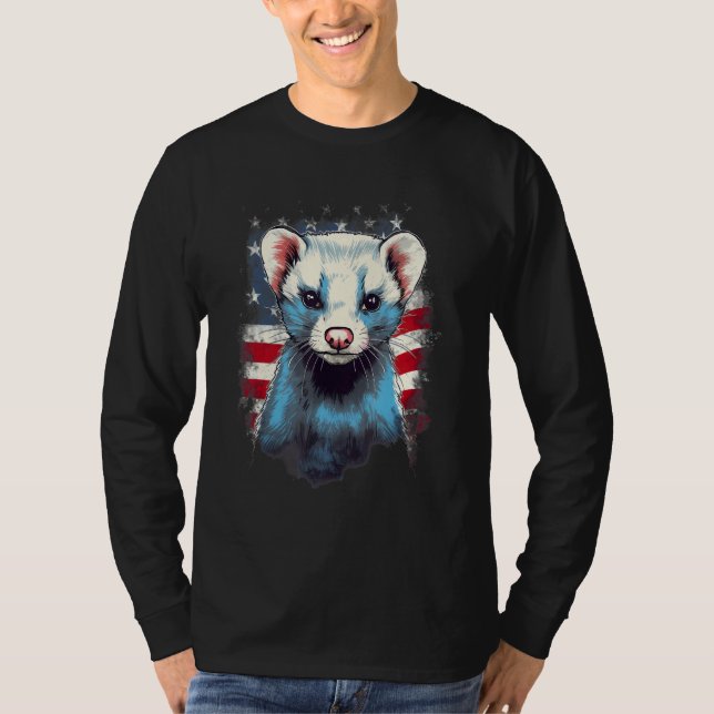 4th Of July US Flag Ferret 1 T-Shirt (Vorderseite)