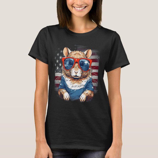 4th Of July US Flag Gerbil 2 T-Shirt (Vorderseite)