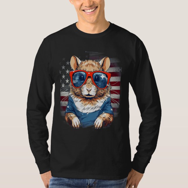 4th Of July US Flag Gerbil 2 T-Shirt (Vorderseite)