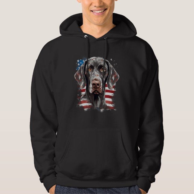 4th Of July US Flag German Shorthaired Pointer Dog Hoodie (Vorderseite)