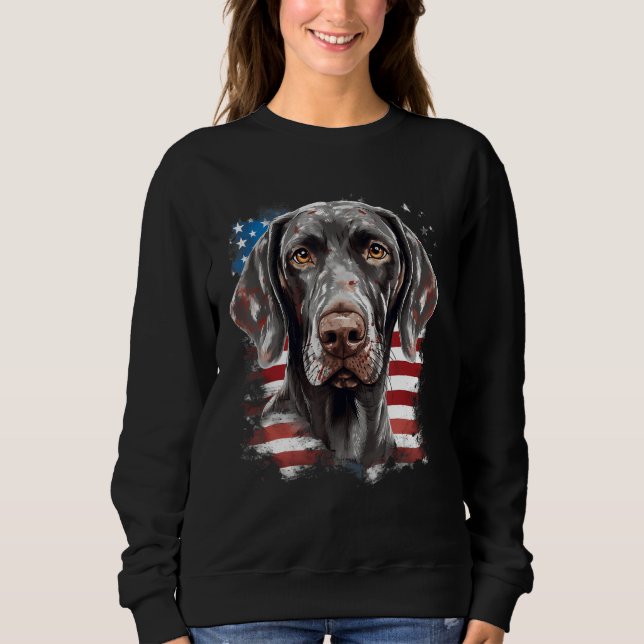 4th Of July US Flag German Shorthaired Pointer Dog Sweatshirt (Vorderseite)