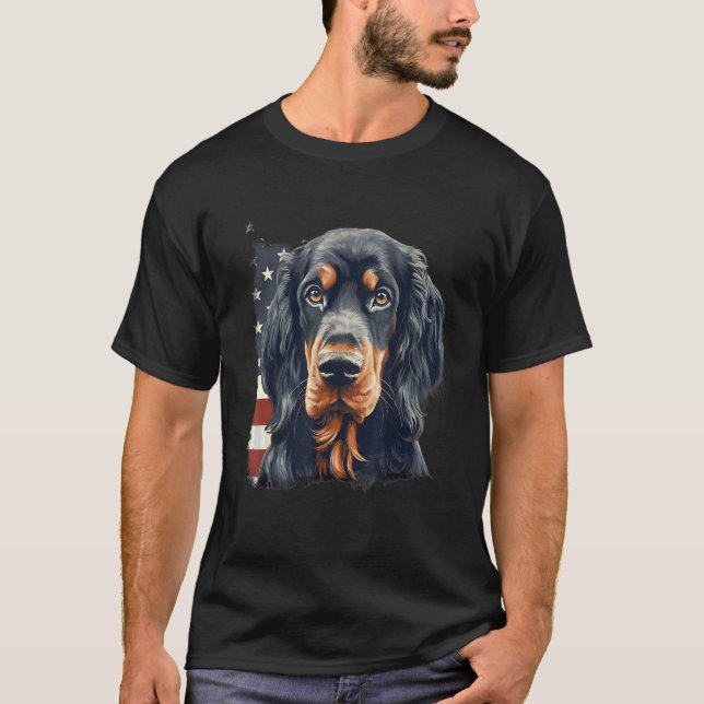 4th Of July US Flag Gordon Setter Dog 2 T-Shirt (Vorderseite)