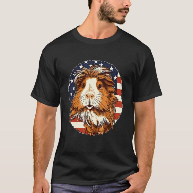 4th Of July US Flag Guinea Pig T-Shirt (Vorderseite)