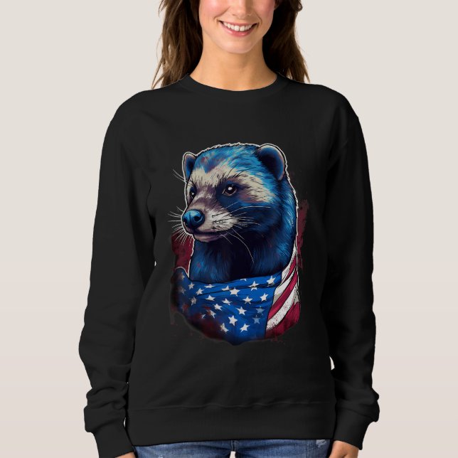 4th Of July US Flag Honey Badger Sweatshirt (Vorderseite)