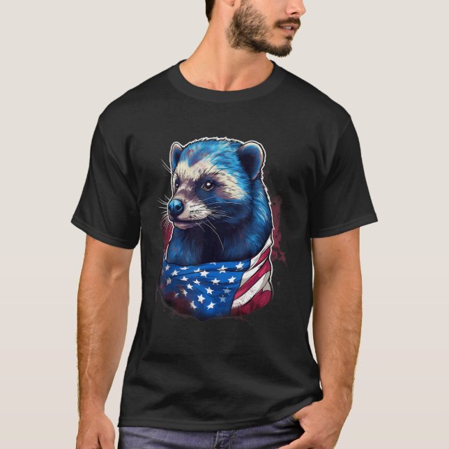 4th Of July US Flag Honey Badger T-Shirt (Vorderseite)