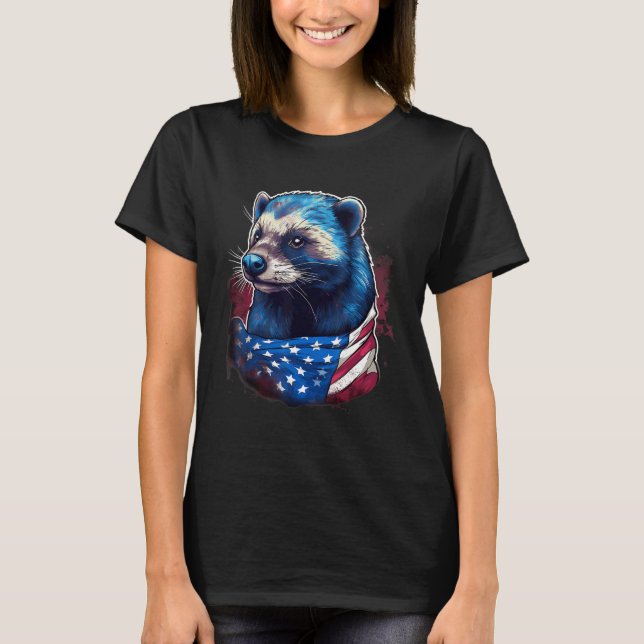 4th Of July US Flag Honey Badger T-Shirt (Vorderseite)