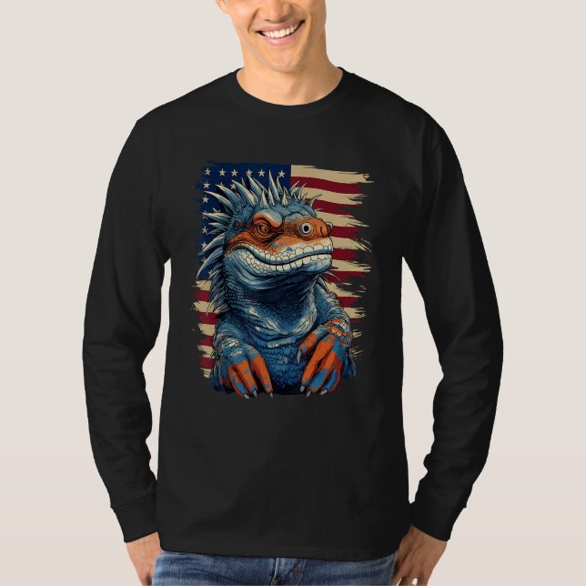 4th Of July US Flag Iguana 1 T-Shirt (Vorderseite)