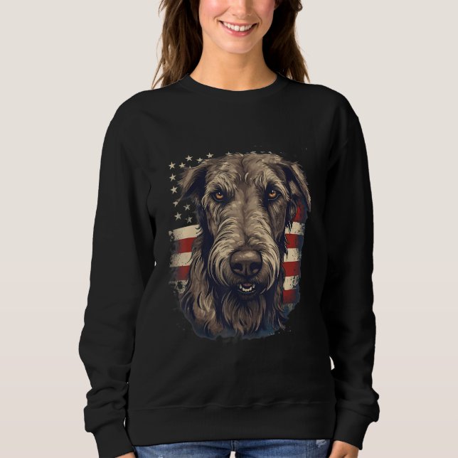 4th Of July US Flag Irish Wolfhound Dog 2 Sweatshirt (Vorderseite)