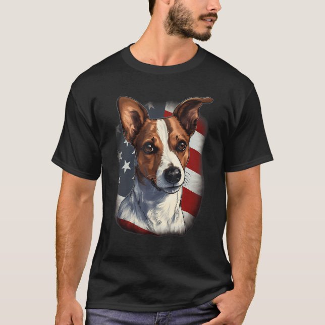 4th Of July US Flag Jack Russell Dog T-Shirt (Vorderseite)