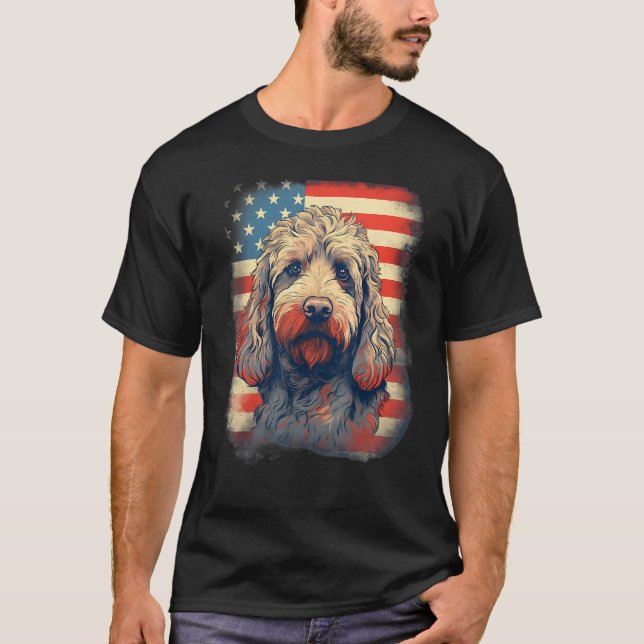4th Of July US Flag Labradoodle Dog T-Shirt (Vorderseite)