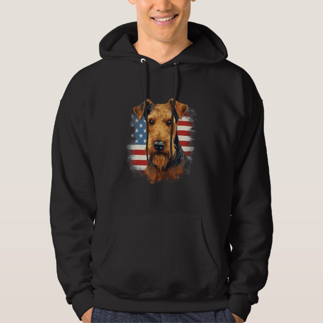 4th Of July US Flag Lakeland Terrier Dog Hoodie (Vorderseite)